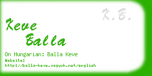 keve balla business card